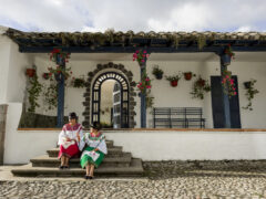Ladies in traditional dress doing embroidery – Hacienda Zuleta – Ecuador