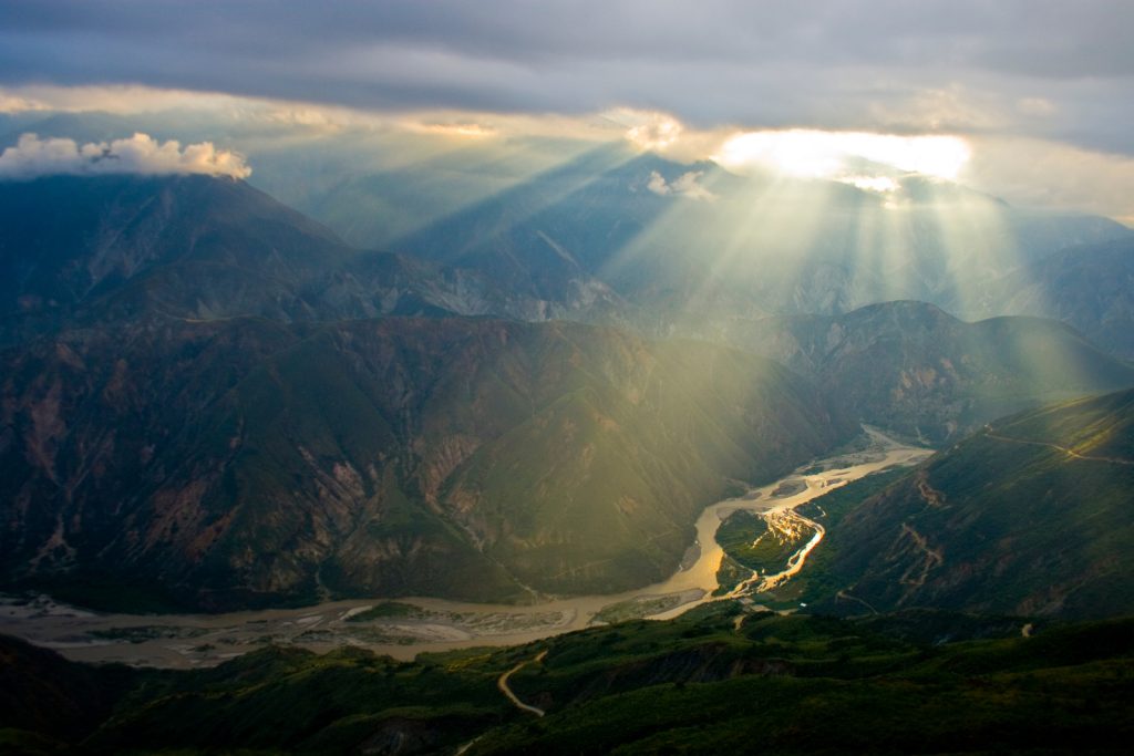 Mountains and Canyon, Chicamocha River in Colombia, Clouds and