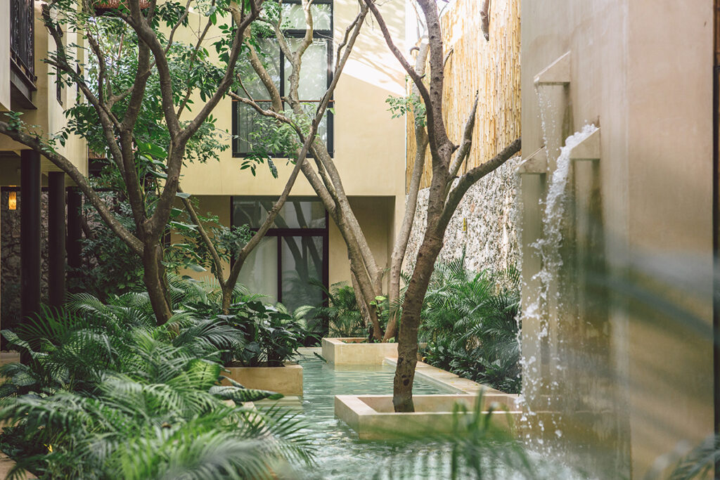 Fountain in hotel courtyard