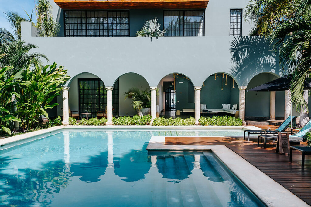 Pool and view of hotel in the background