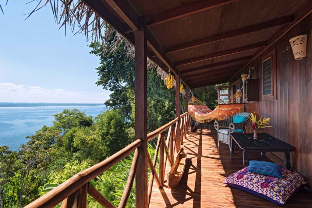 La Lancha - balcony view across the jungle to the sea
