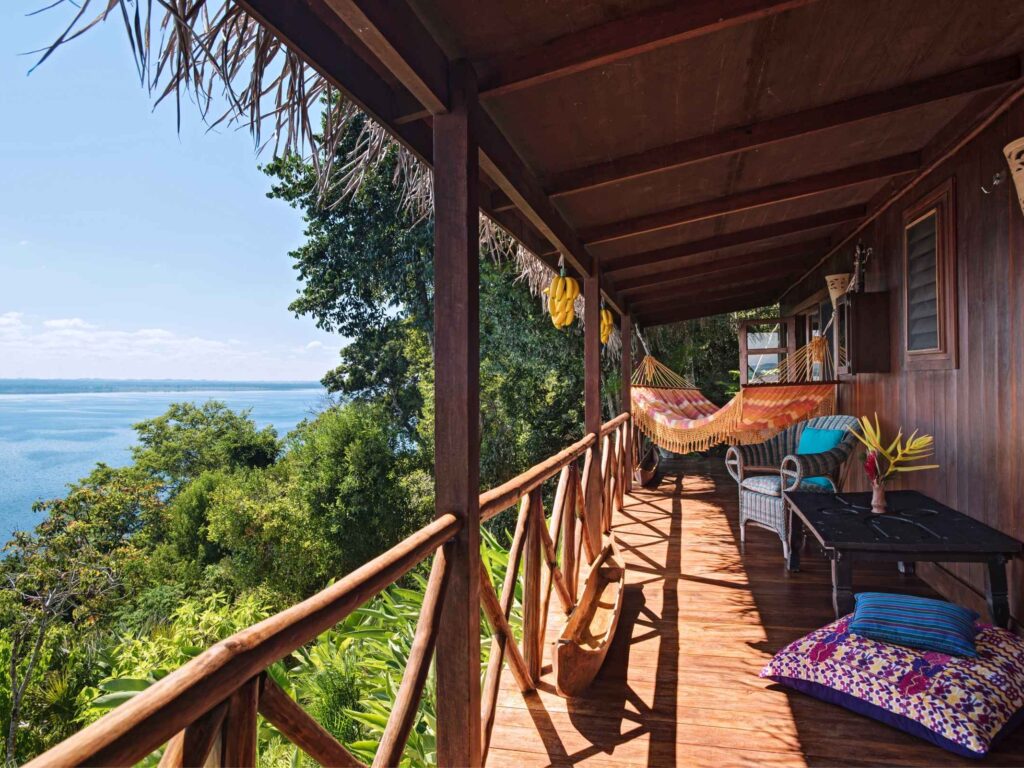 La Lancha - balcony view across the jungle to the sea