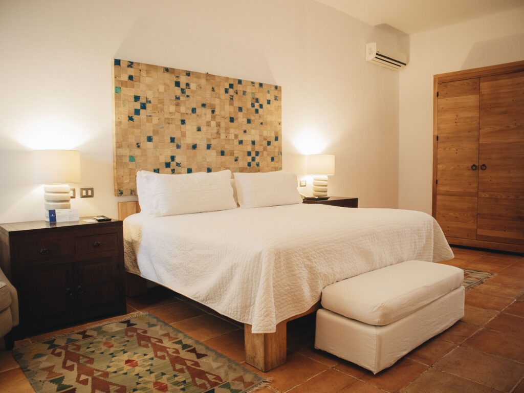 Bedroom in Puebla's Casareyna Hotel in Mexico
