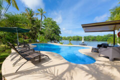 Pool area at Manatus Lodge