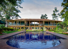 Pool and exterior of Hacienda Bambusa in Colombia