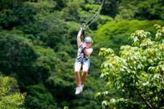 Ziplining on a family holiday in Costa Rica