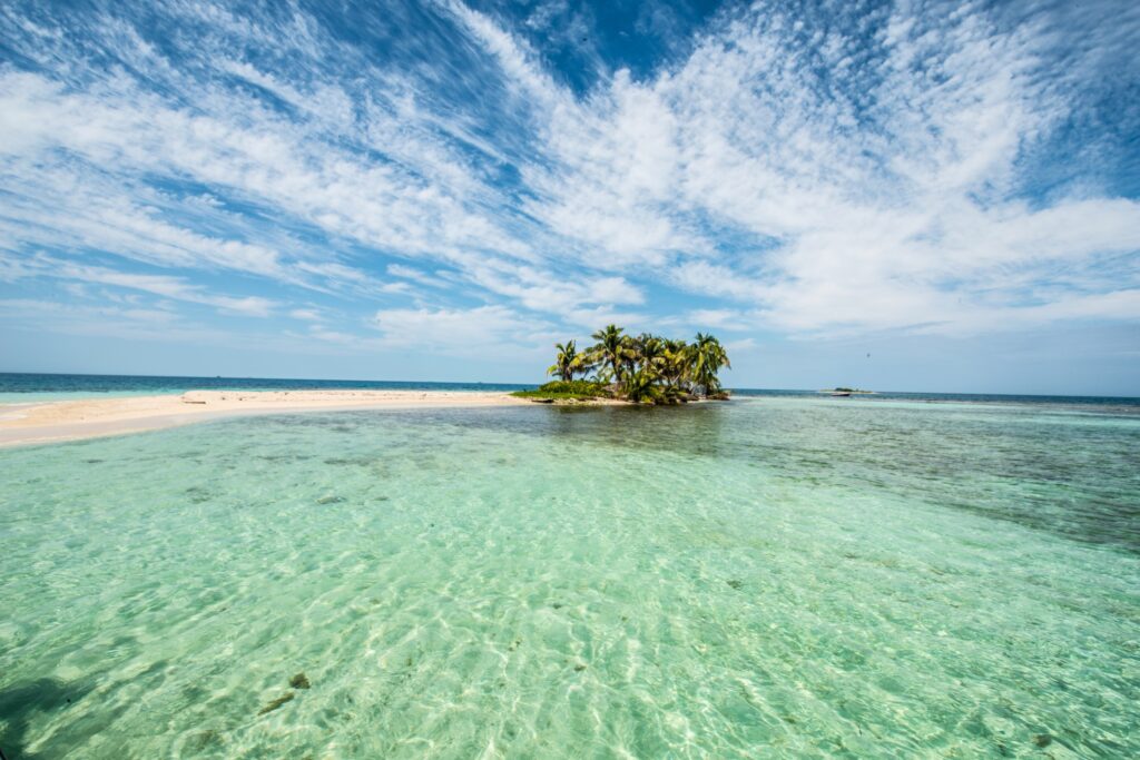 Clear island waters of Belize