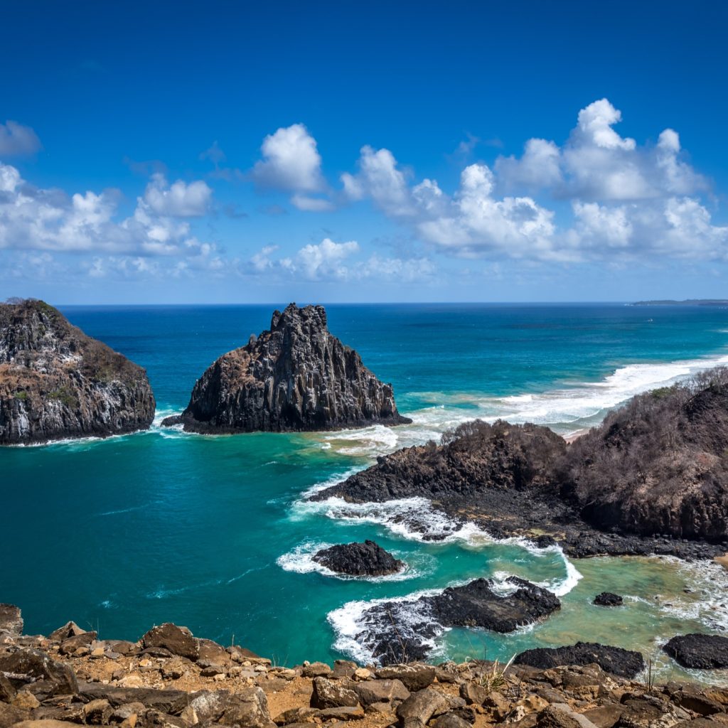 Rocky outcrops on the shoreline