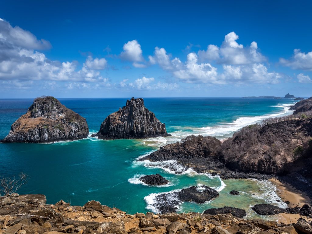 Rocky outcrops on the shoreline