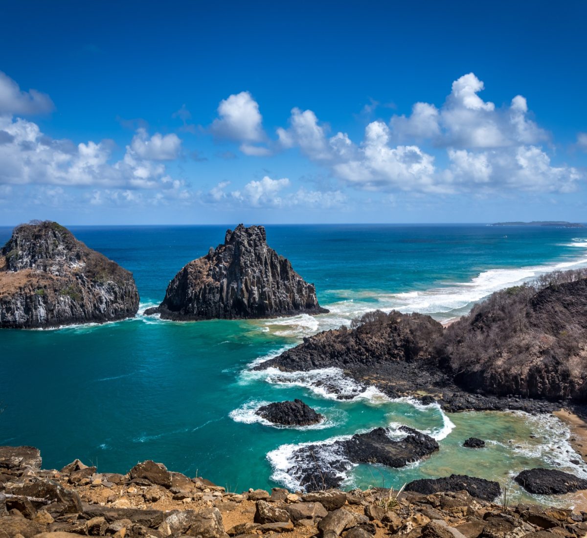 Rocky outcrops on the shoreline