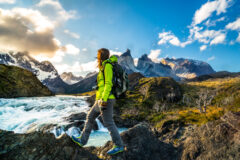 Woman hiking in Torres Del Paine National Park