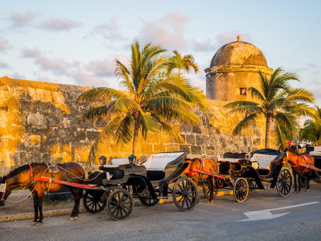 Horse-drawn carts in Cartagena, Colombia