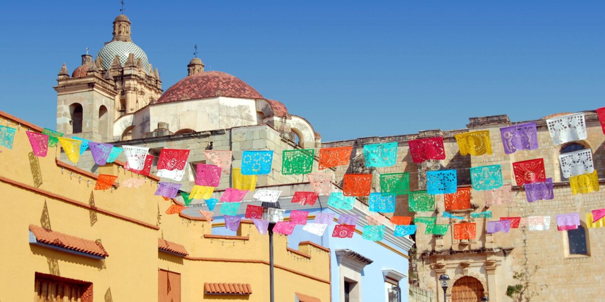 Colourful bunting in Oaxaca Mexico