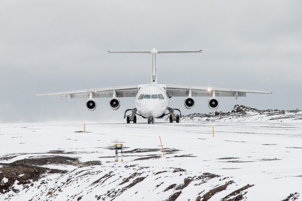 Plane landing in Antarctica