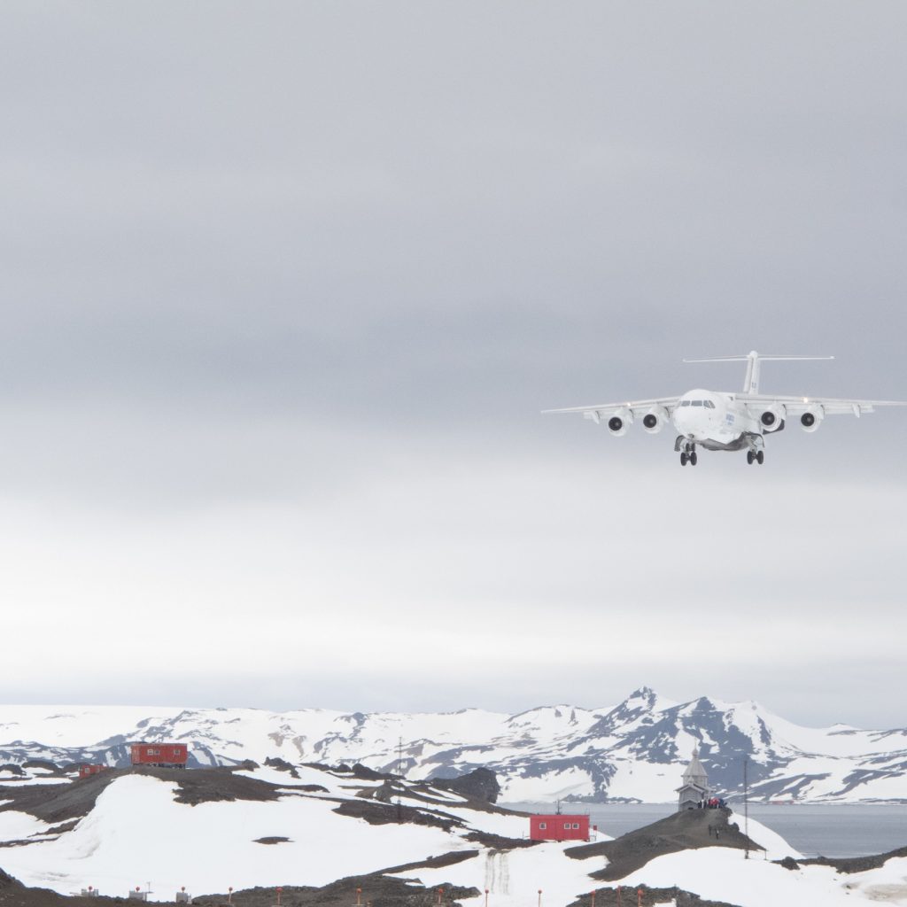 Plane landing in Antarctica