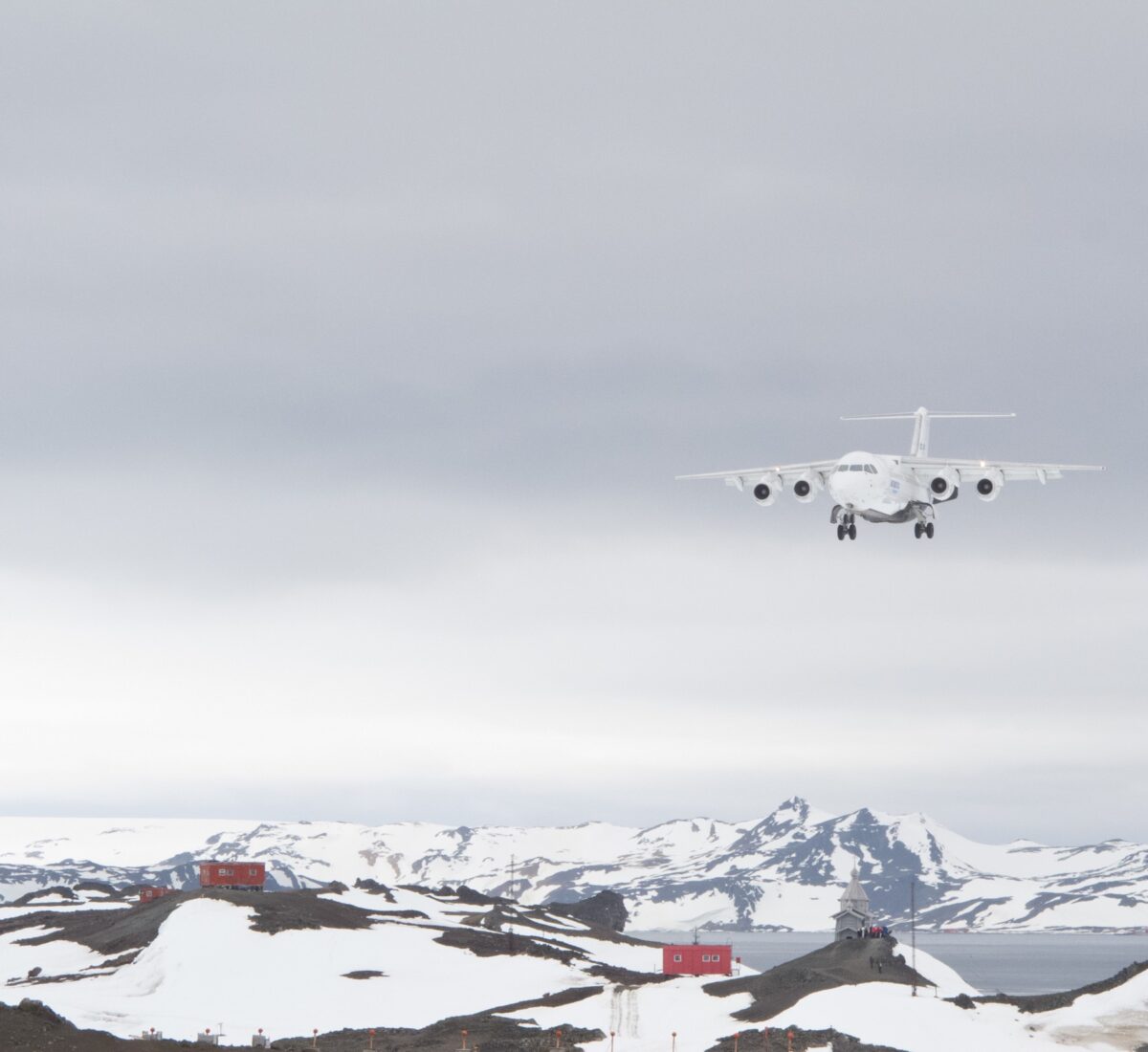 Plane landing in Antarctica