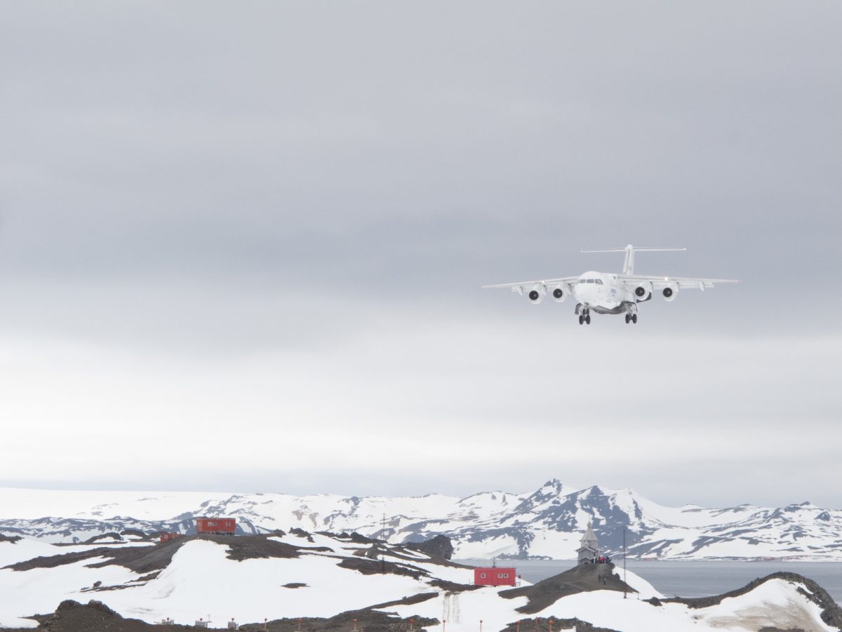 Plane landing in Antarctica