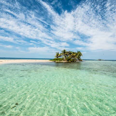 Clear island waters of Belize