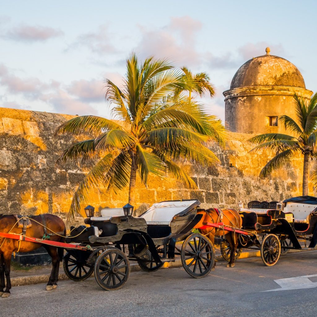 Horse-drawn carts in Cartagena, Colombia