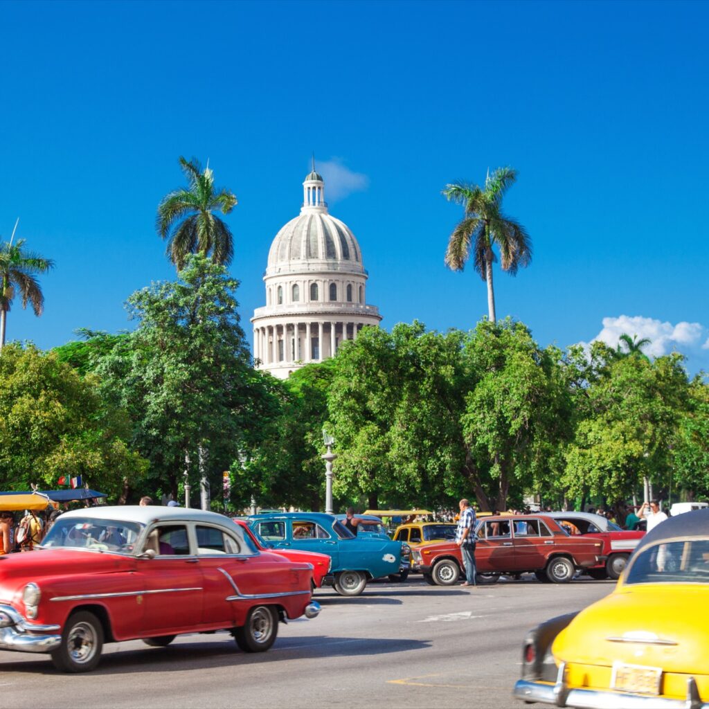 Colourful cars driving in Havana, Cuba