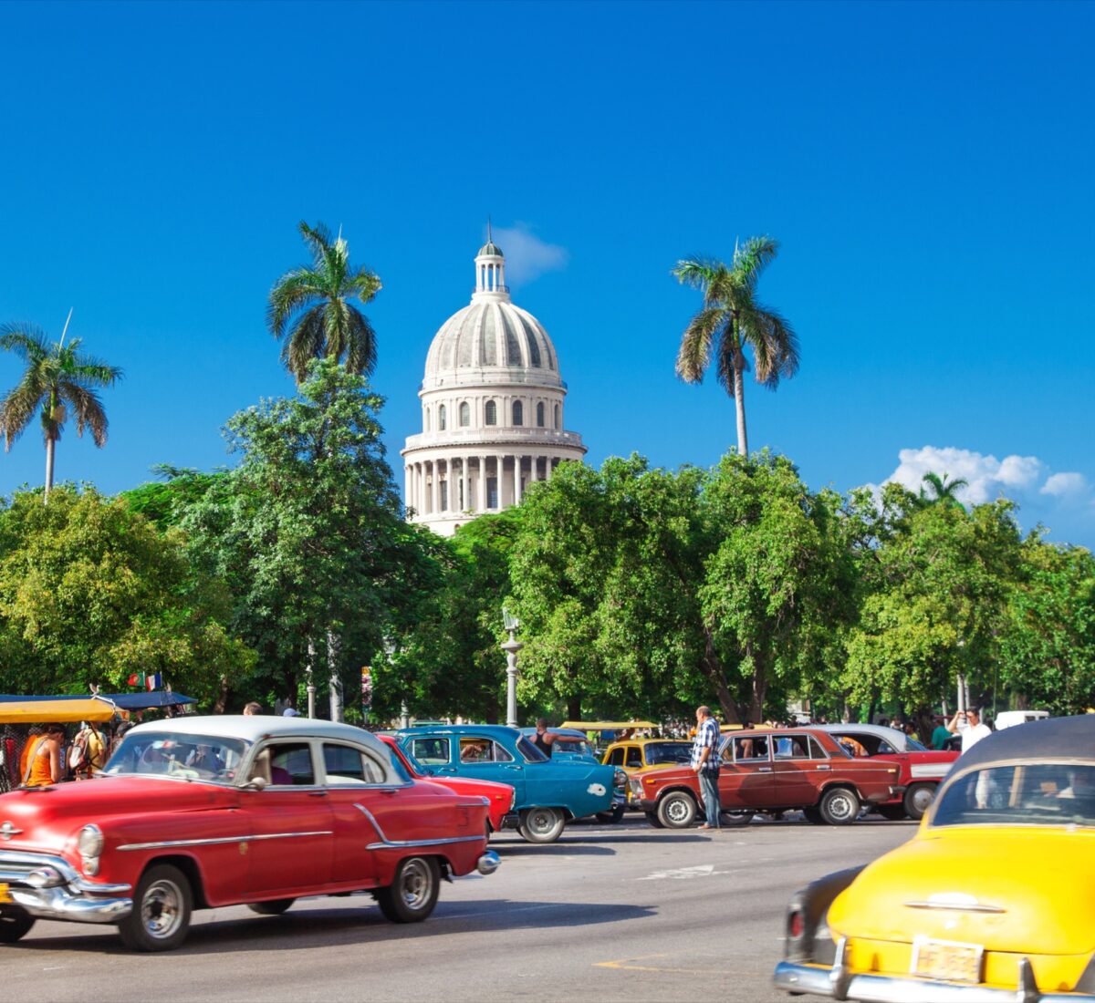 Colourful cars driving in Havana, Cuba