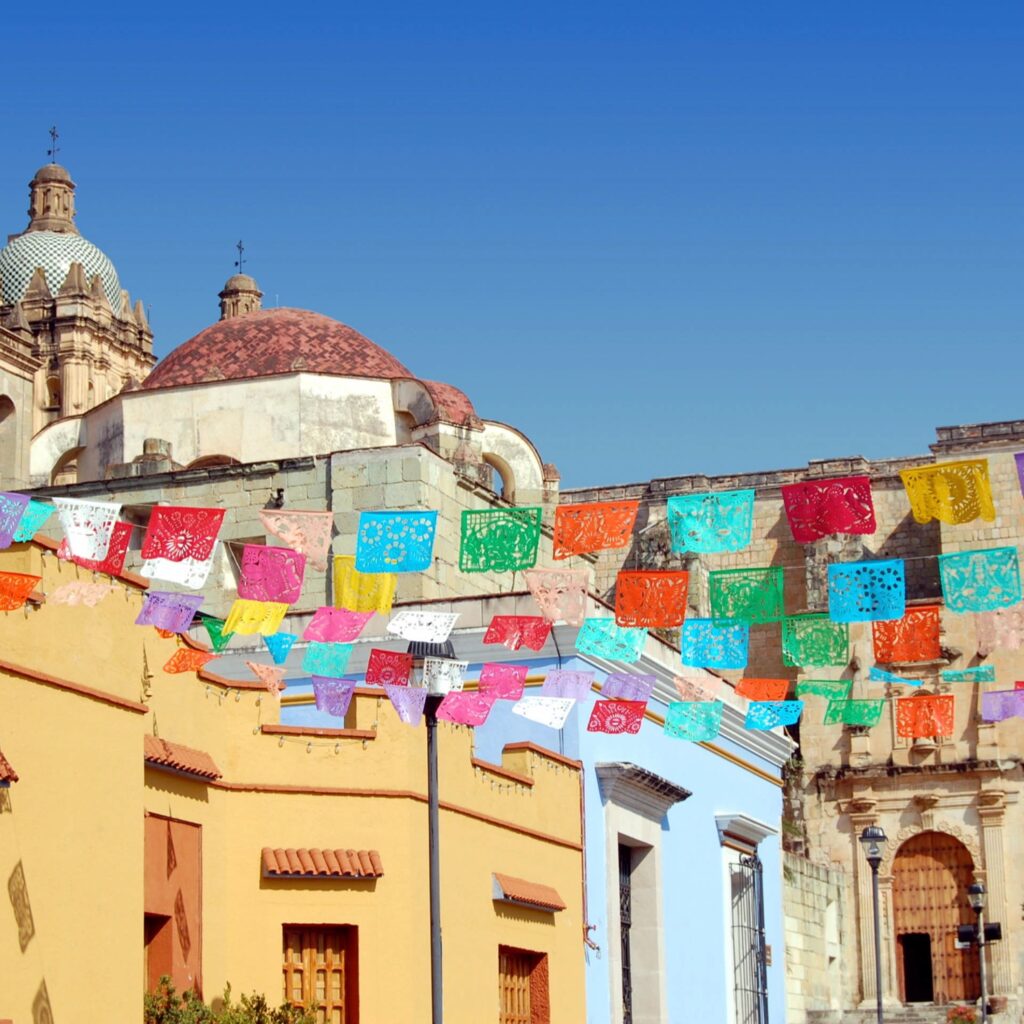 Colourful bunting in Oaxaca Mexico