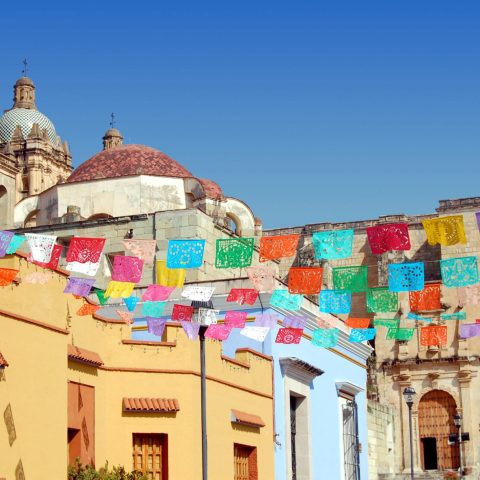 Colourful bunting in Oaxaca Mexico