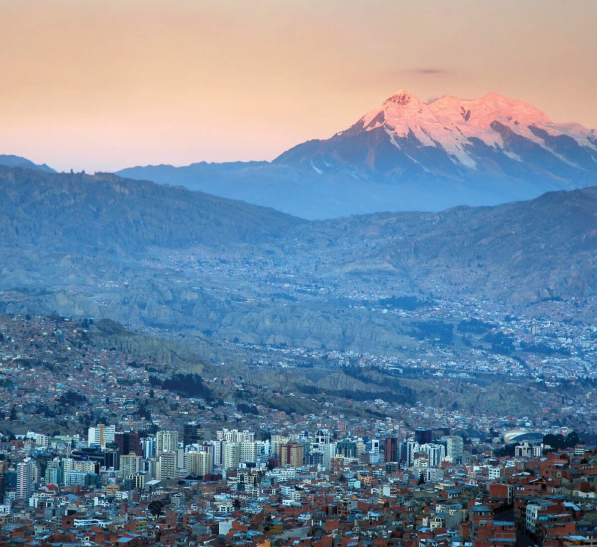 City of La Paz under mountains, Bolivia
