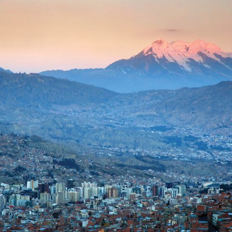 City of La Paz under mountains, Bolivia