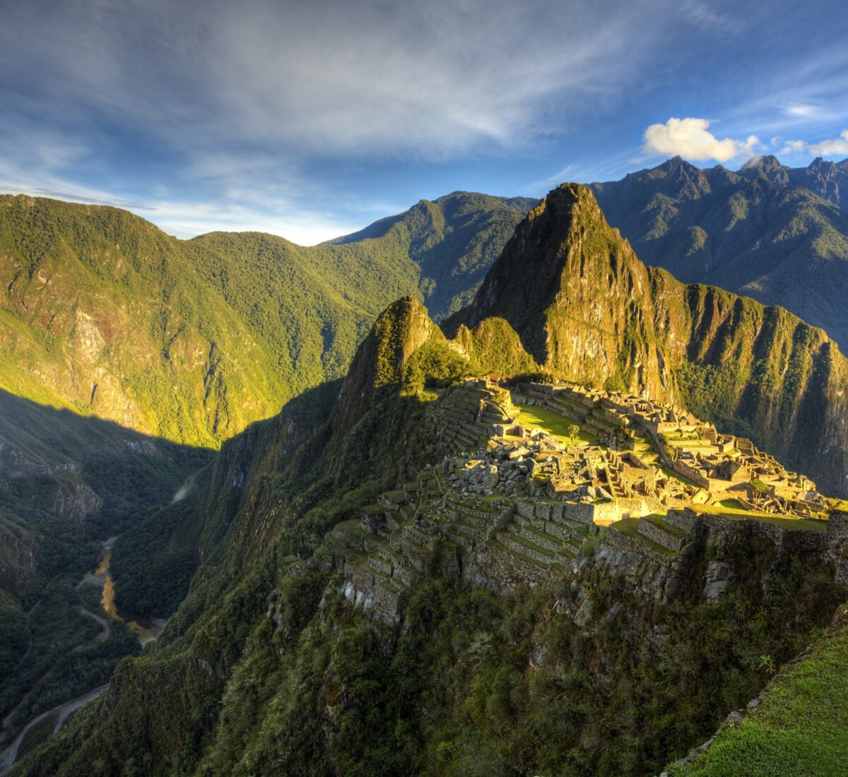 Sun over Machu Picchu in Peru