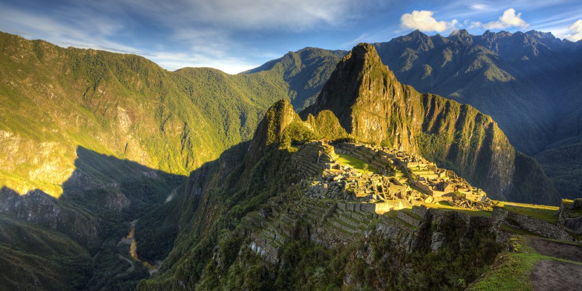 Sun over Machu Picchu in Peru