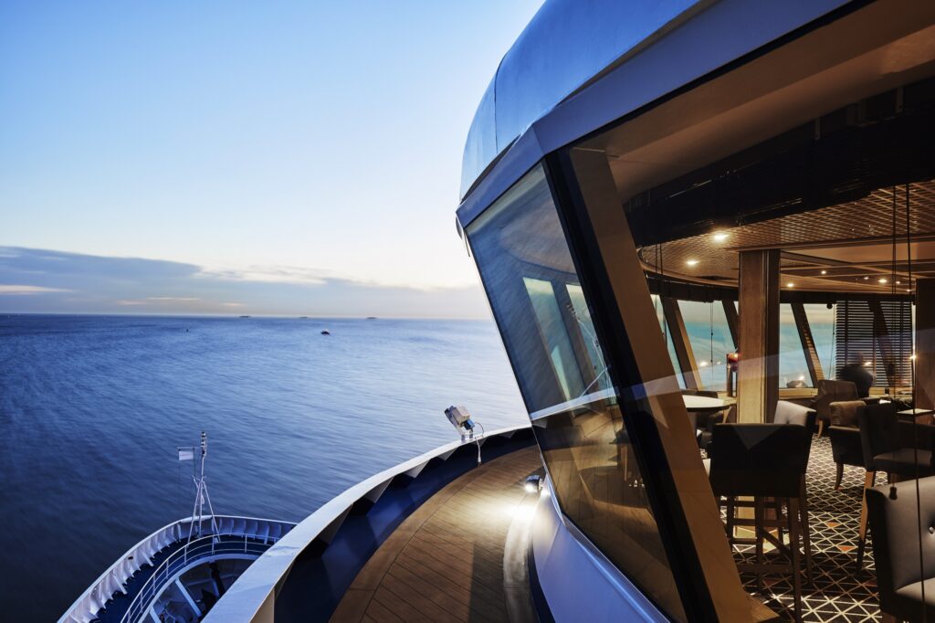 View of ocean from the ship deck on the Silver Cloud Ship