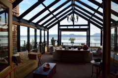 Conservatory in Los Cauqenes Resort and Spa overlooking channel