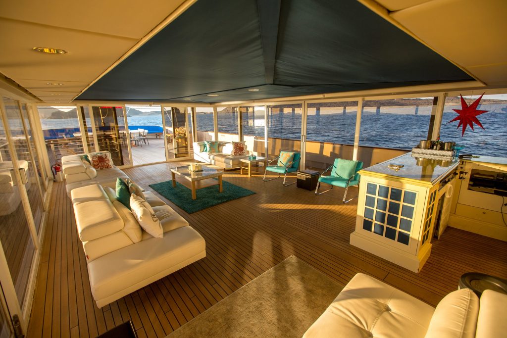 Lounge area on the Passion ship]