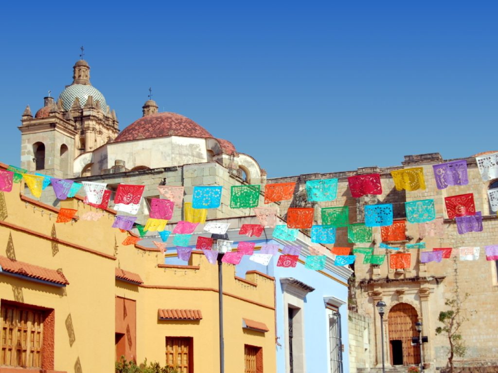 Colourful bunting in Oaxaca Mexico
