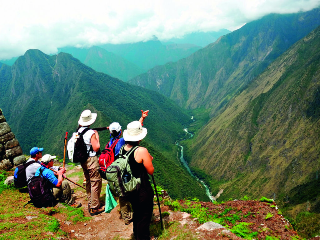 Ancient Inca ruins along the Inca Trail in Peru