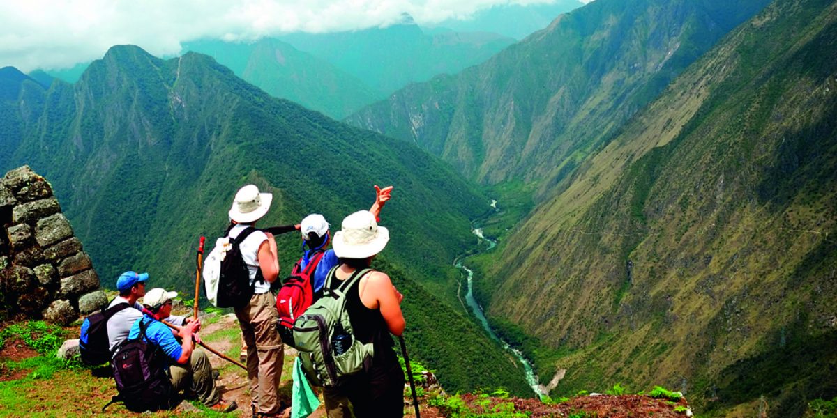 Ancient Inca ruins along the Inca Trail in Peru