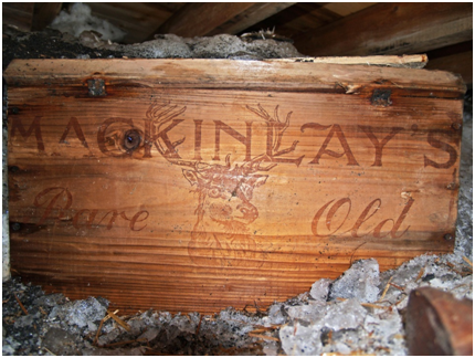 Original cases of Mackinlays Rare Old Highland Malt Whisky after their discovery in 2007