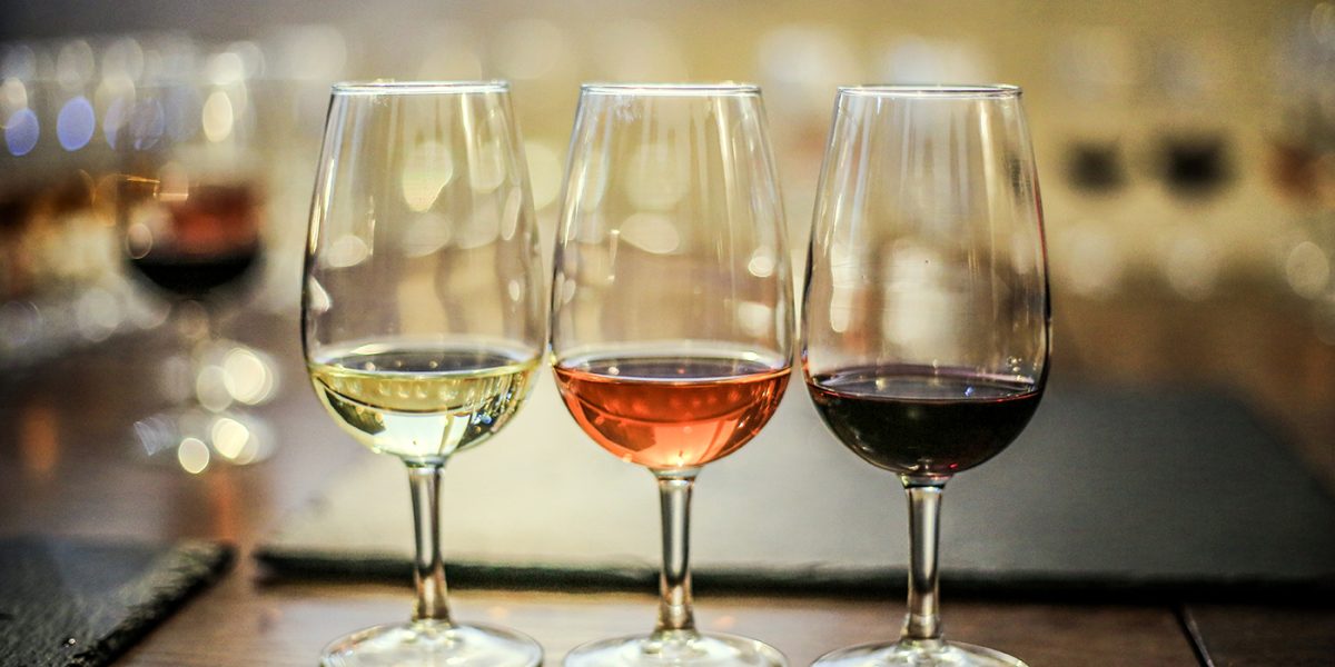 White, rosé and red wine