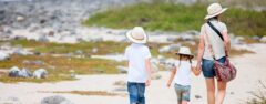 Children walking on the beach