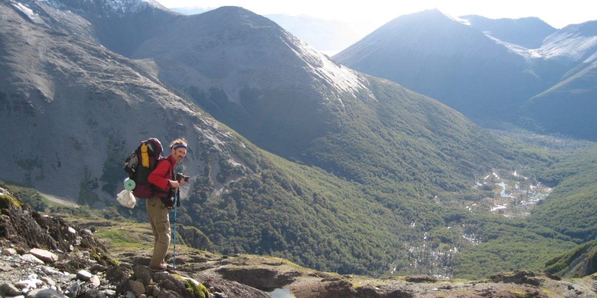 Man hiking in Tierra del Fuego