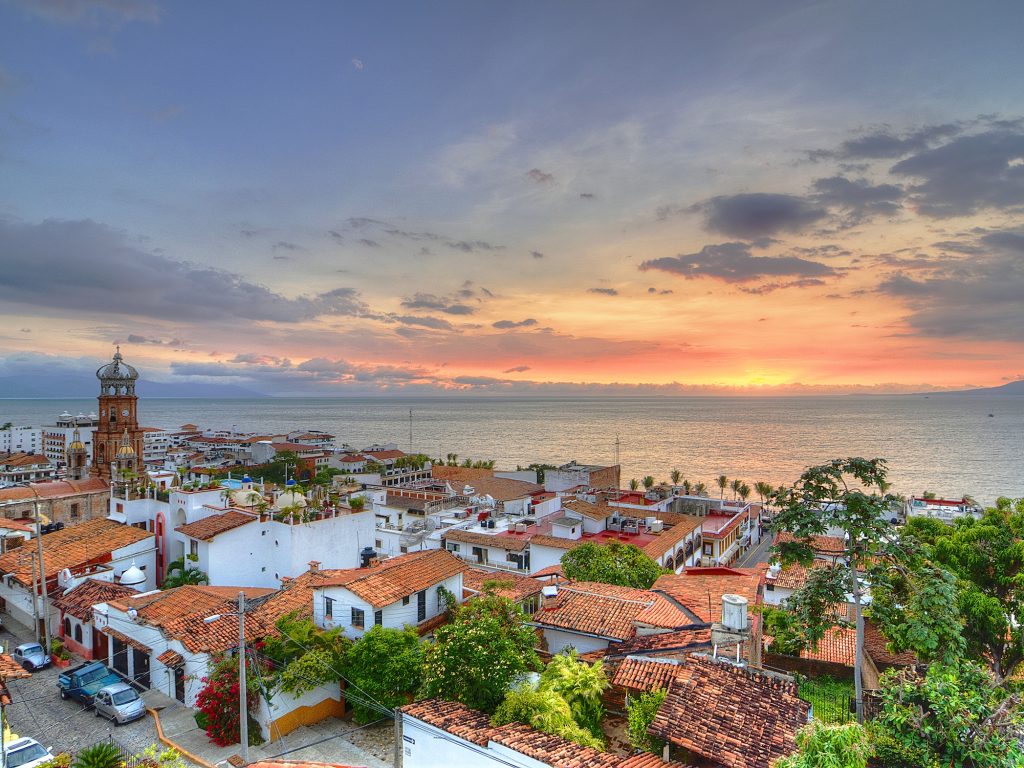 Sunset in Puerto Vallarta by the ocean