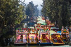 Boats in the Xochimilco canals, Mexico City Floating gardens of Xochimilco